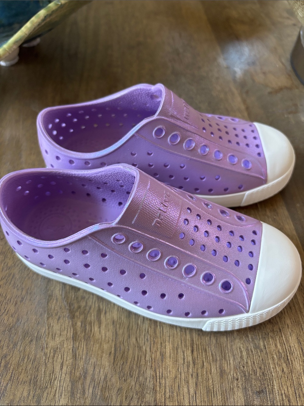 Native Shoes Kids Slip-On Water Shoes — Lavender with White Toe